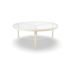 Adnet 100 Coffee Table - Cream Leather/Transparent Glass