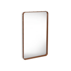 Adnet 115 Rectangular Wall Mirror - Tan Leather