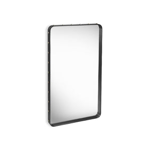 Adnet 115 Rectangular Wall Mirror - Black Leather