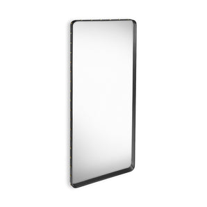 Adnet 180 Rectangular Wall Mirror - Black Leather