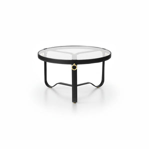Adnet 70 Coffee Table - Black Leather/Transparent Glass