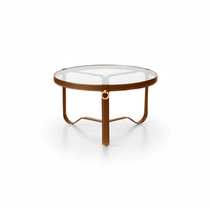 Adnet 70 Coffee Table - Tan Leather/Transparent Glass