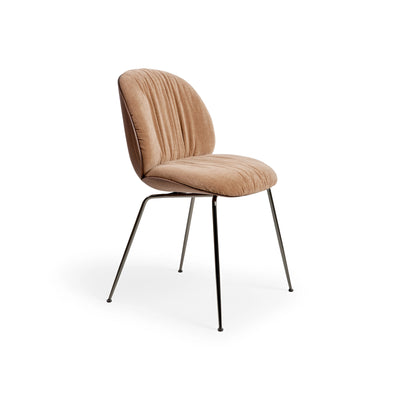 Beetle 61941 Soft Dining Chair - Black Chrome / American Walnut / Fabric C (Belsuede Special FR 132)