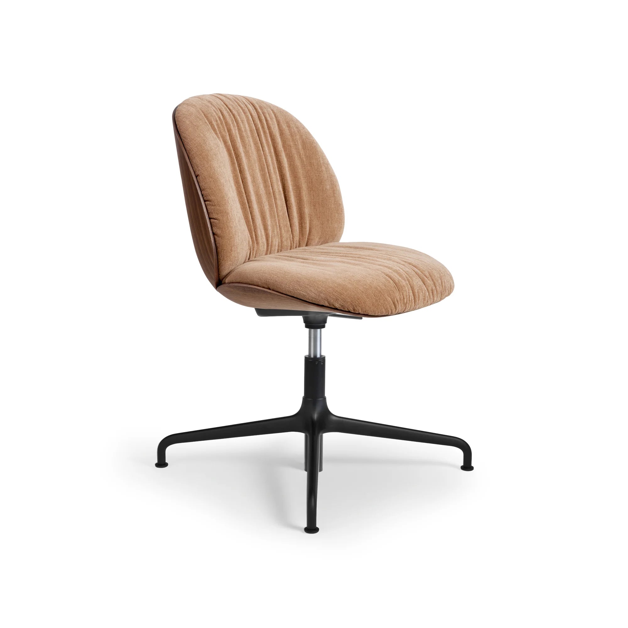 Beetle 62076 Soft Meeting Chair - Black Matt/American Walnut/Fabric C (Belsuede Special FR 132)-1