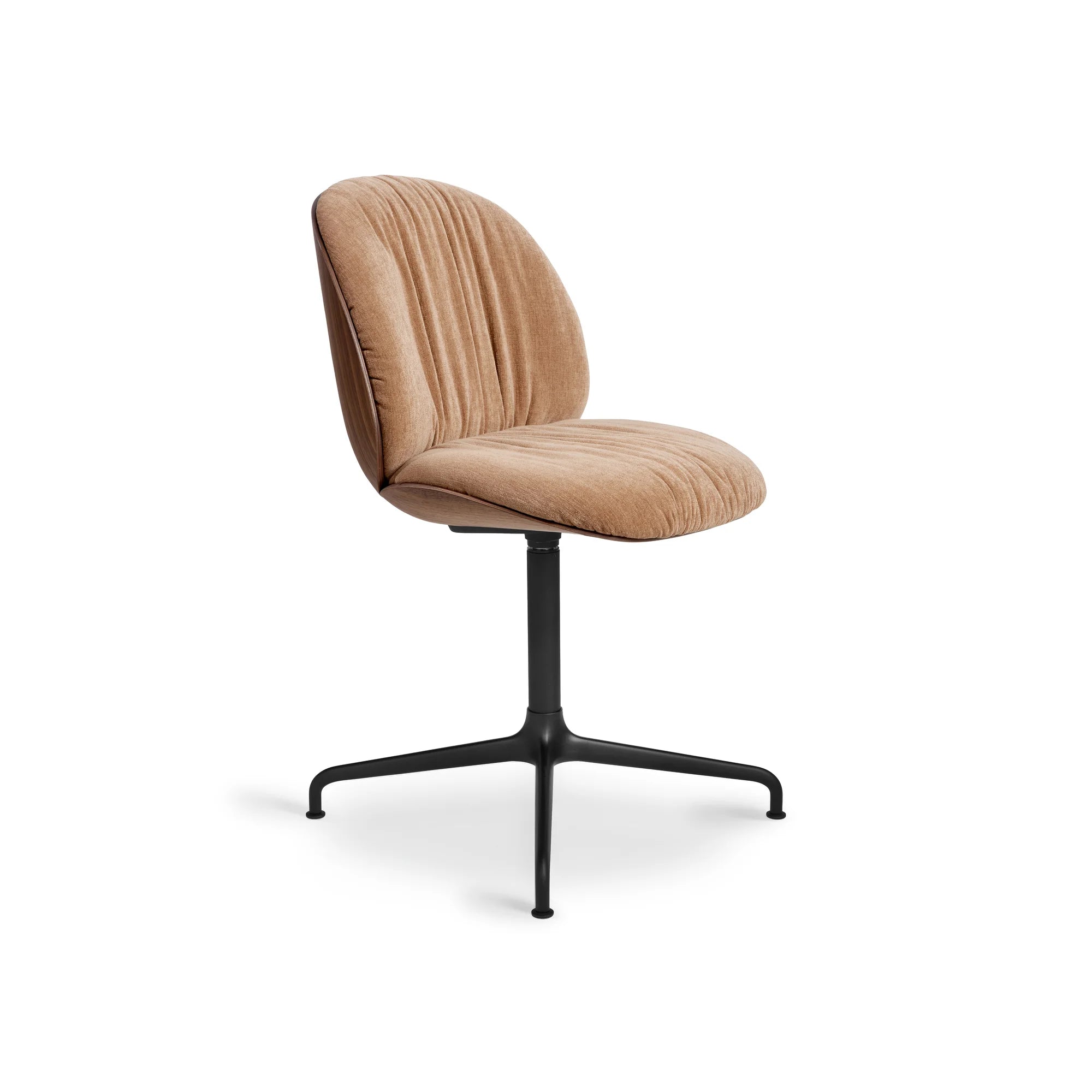 Beetle 62078 Soft Meeting Chair - Black Matt/American Walnut/Fabric C (Belsuede Special FR 132)-1