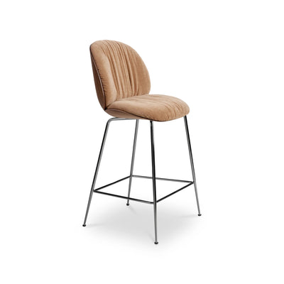 Beetle 62093 Soft Counter Chair - Black Chrome / American Walnut / Fabric C (Belsuede Special FR 132)