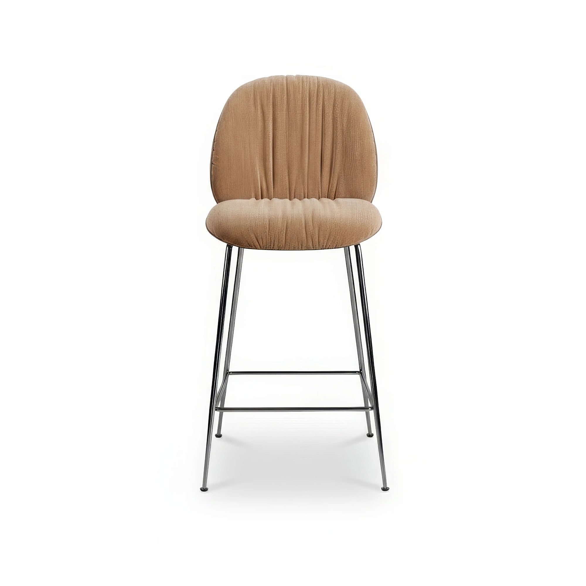 Beetle 62093 Soft Counter Chair - Black Chrome / American Walnut / Fabric C (Belsuede Special FR 132)-3