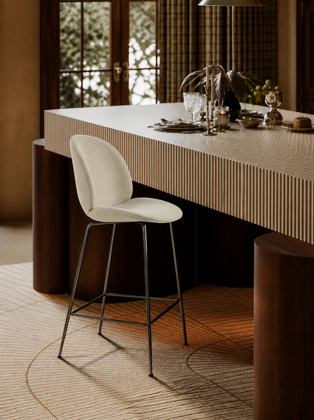 Beetle 62094 Soft Counter Chair - Black Chrome / Fabric B (Reales 001)