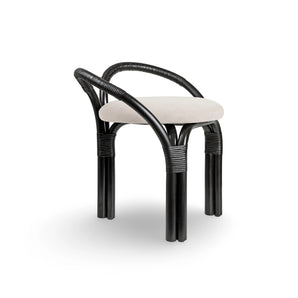 Bistra 61856 Stool - Ebony Painted Rattan / Fabric B (Fustagno 001)