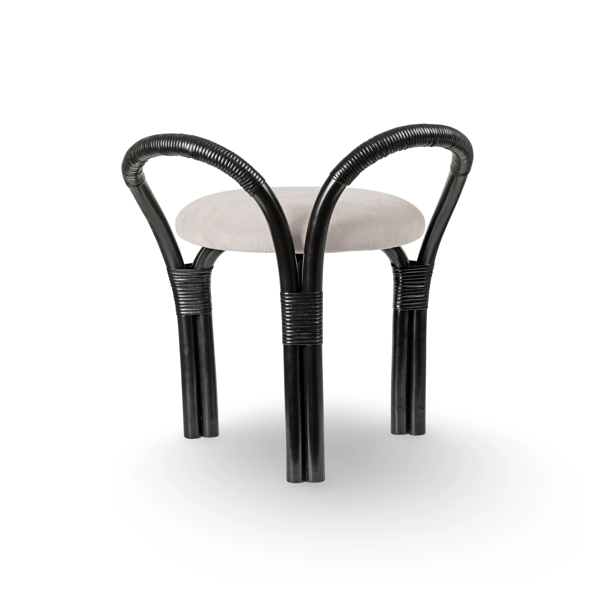 Bistra 61856 Stool - Ebony Painted Rattan / Fabric B (Fustagno 001)-5