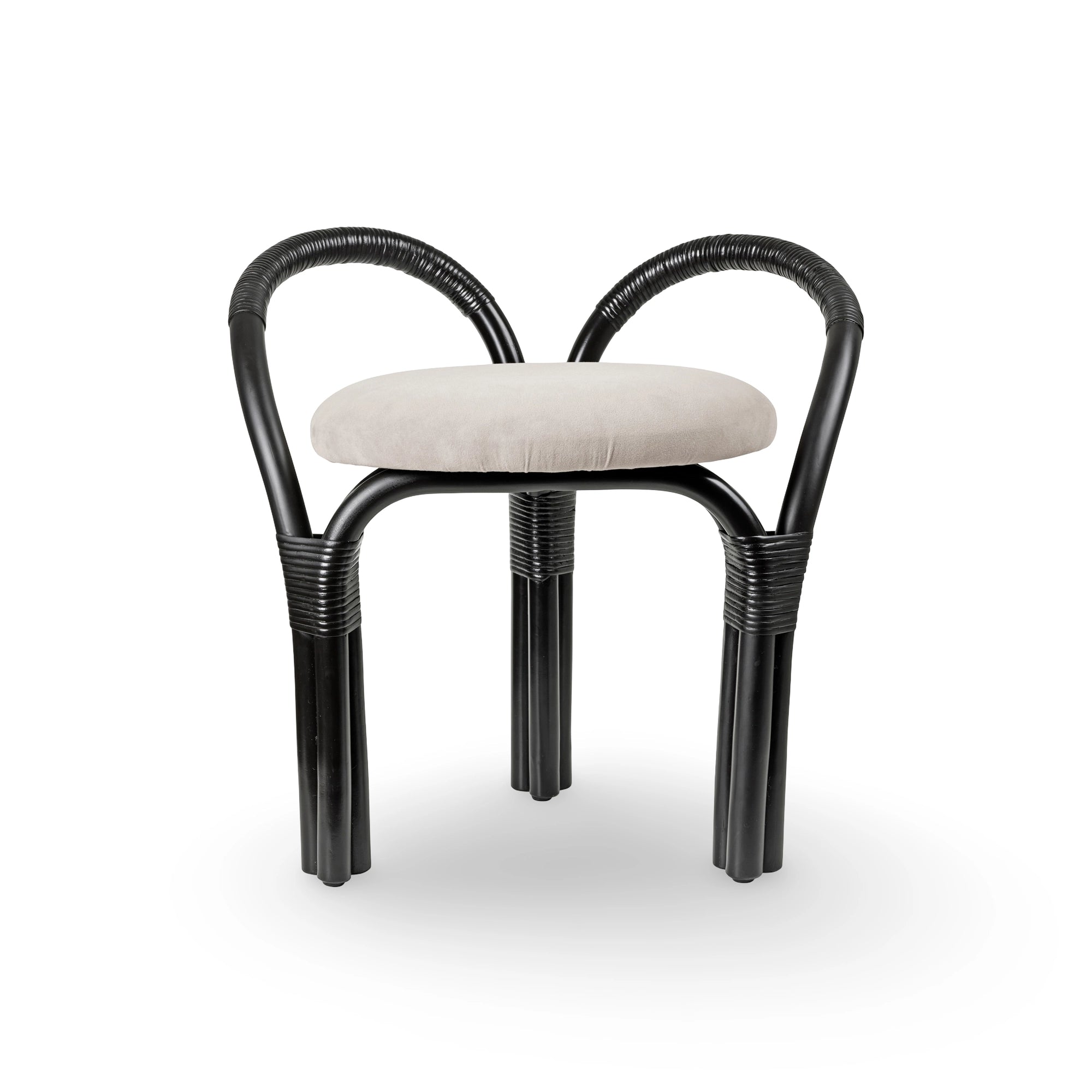 Bistra 61856 Stool - Ebony Painted Rattan / Fabric B (Fustagno 001)-3
