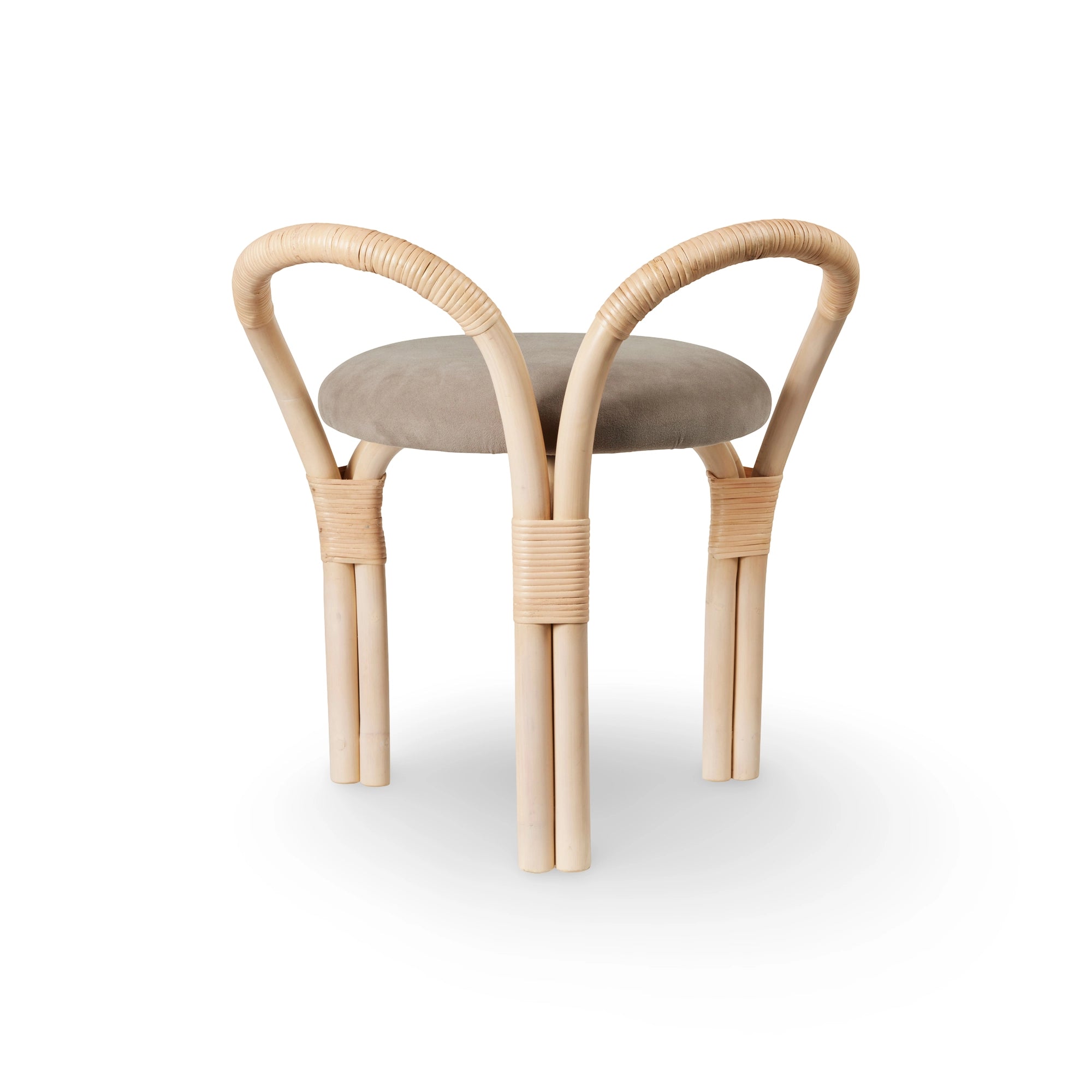 Bistra 61856 Stool - Natural Lacquered Rattan / Fabric B (Fustagno 002)-4