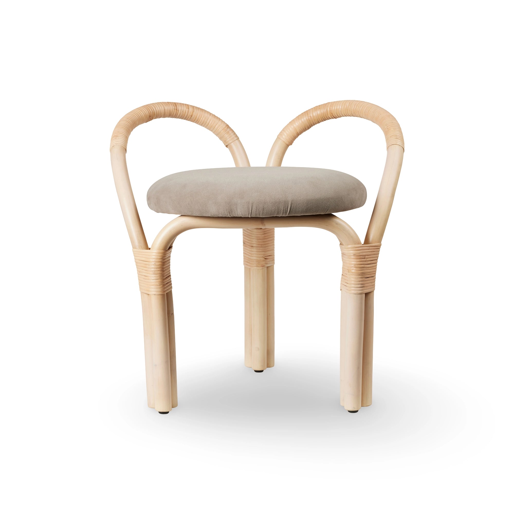 Bistra 61856 Stool - Natural Lacquered Rattan / Fabric B (Fustagno 002)-3