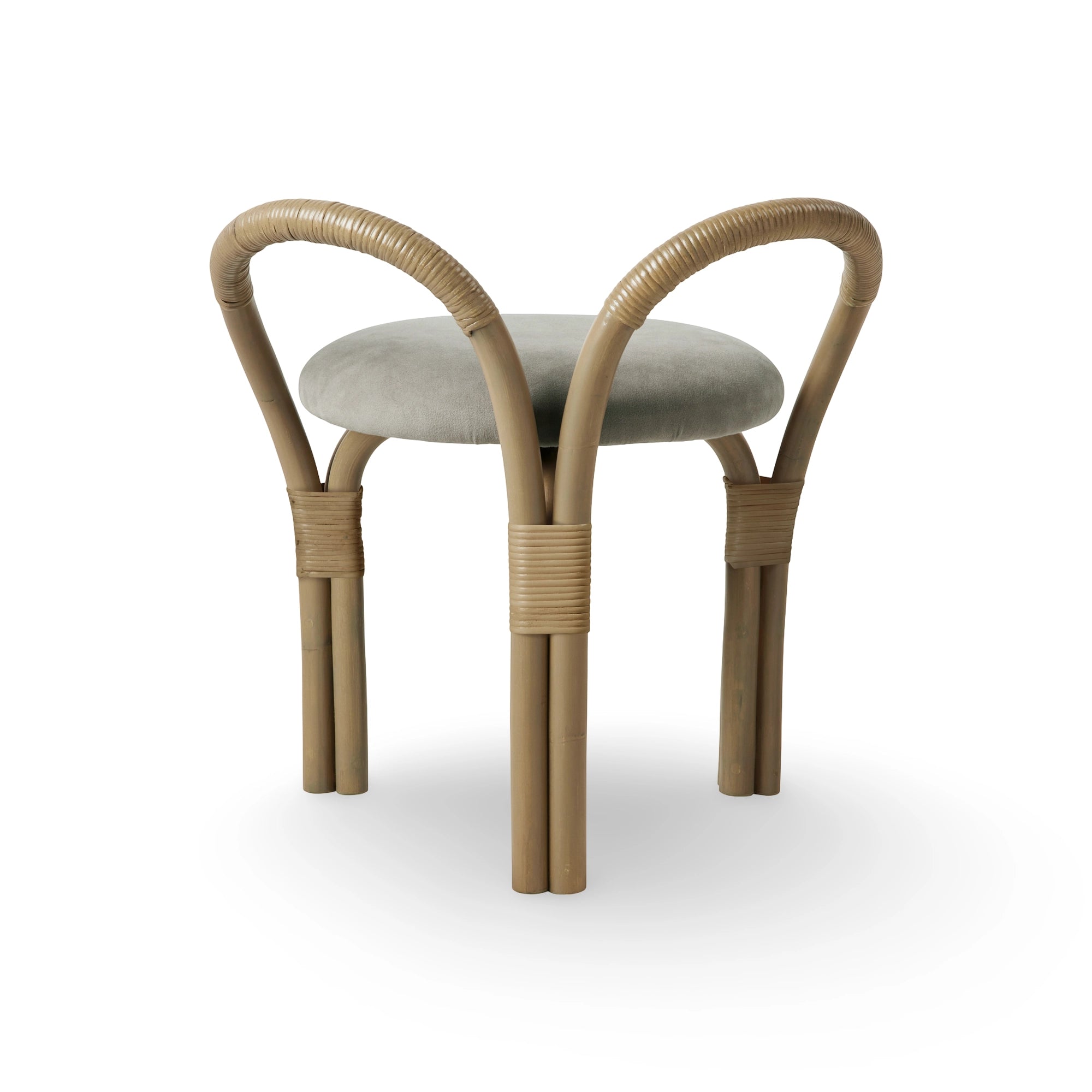 Bistra 61856 Stool - Olive Stained Rattan / Fabric B (Fustagno 003)-4