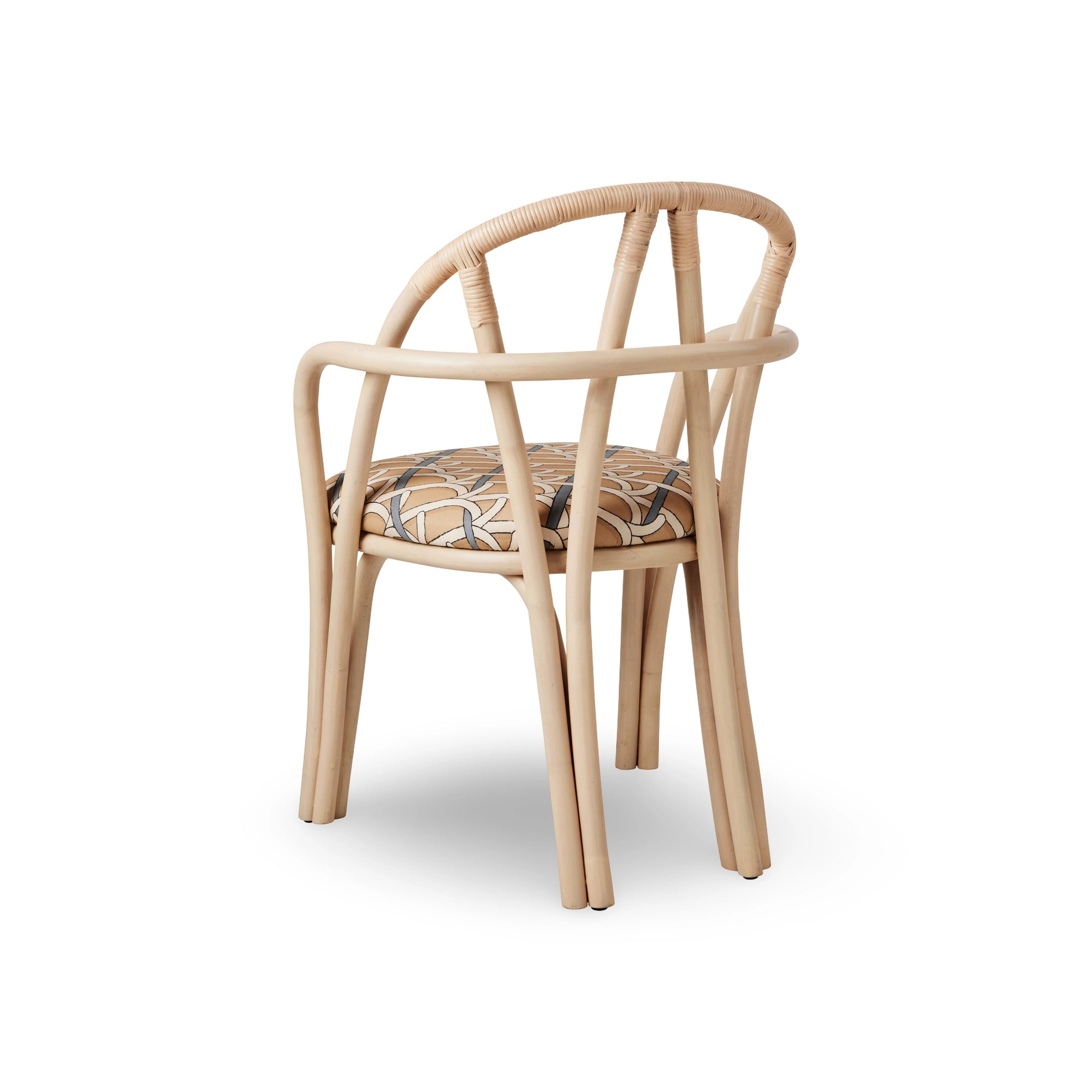 Bistra 61857 Dining Armchair - Natural Lacquered Rattan / Fabric B (Reales Pattern 002)-5