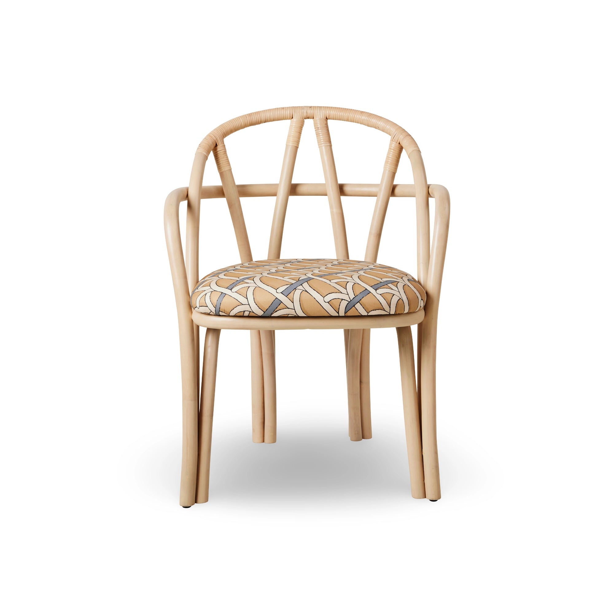Bistra 61857 Dining Armchair - Natural Lacquered Rattan / Fabric B (Reales Pattern 002)-3