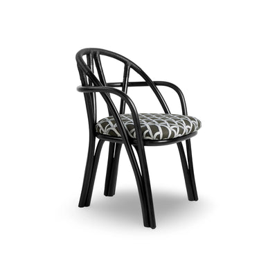 Bistra 61857 Dining Chair - Ebony Painted Rattan / Fabric B (Reales Pattern 003)