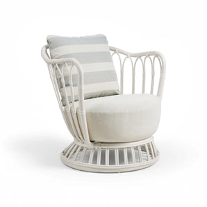 Grace 61732 Outdoor Lounge Chair - Alabaster White / Fabric A (Leslie 006) / Fabric A (Leslie Stripe 020)