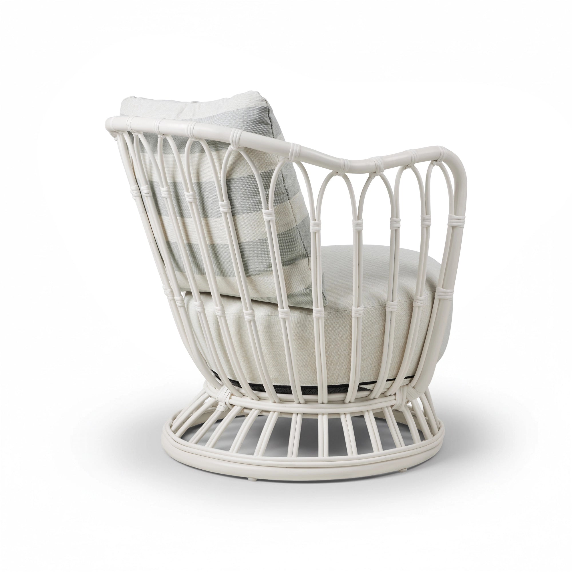 Grace 61732 Outdoor Lounge Chair - Alabaster White / Fabric A (Leslie 006) / Fabric A (Leslie Stripe 020)-3