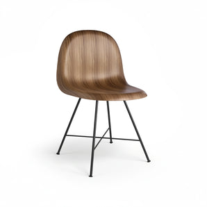 Gubi 3D 10100 Dining Chair - Black Matt/American Walnut Semi Matt Lacquered