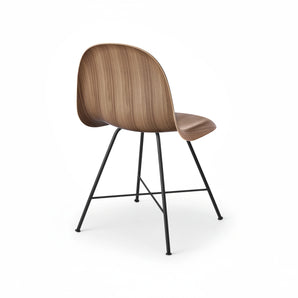 Gubi 3D 10100 Dining Chair - Black Matt/American Walnut Semi Matt Lacquered