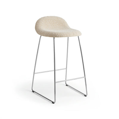 Gubi 3D 61812 Counter Stool - Polished Stainless Steel / Fabric C (Lupo Special Diagonal Boucle 009)