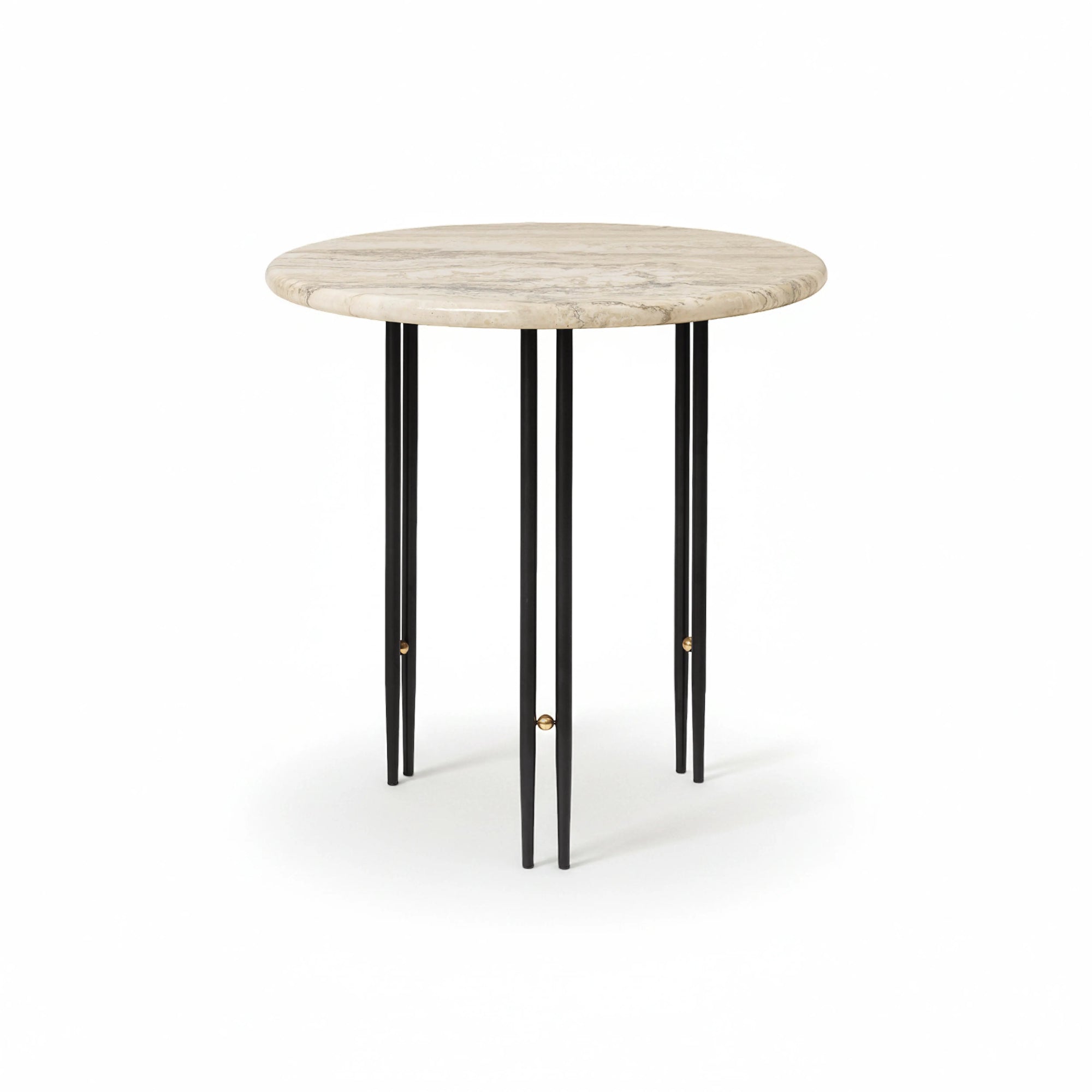 Ioi 10129139 Side Table - Black Semi Matt/Brass Sphere/Ripple Beige