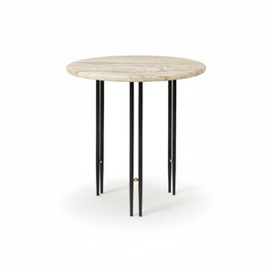 Ioi 10129139 Side Table - Black Semi Matt/Brass Sphere/Ripple Beige