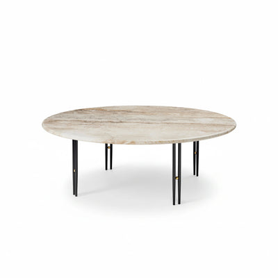 Ioi 10129143 Round Coffee Table - Black Semi Matt/Brass Sphere/Rippled Beige