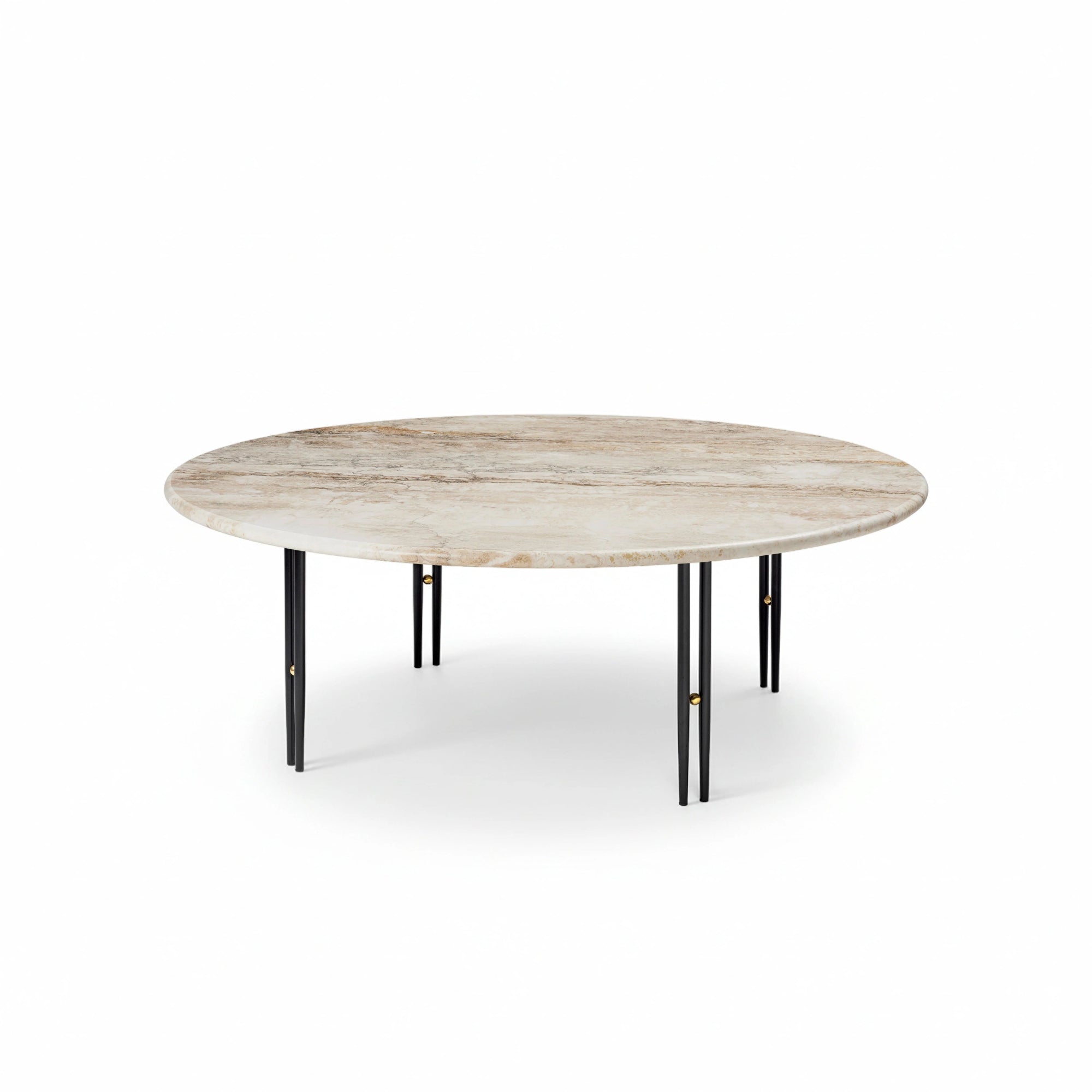 Ioi 10129143 Round Coffee Table - Black Semi Matt/Brass Sphere/Rippled Beige-1