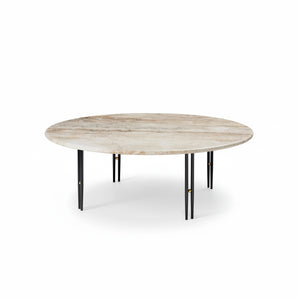 Ioi 10129143 Round Coffee Table - Black Semi Matt/Brass Sphere/Rippled Beige