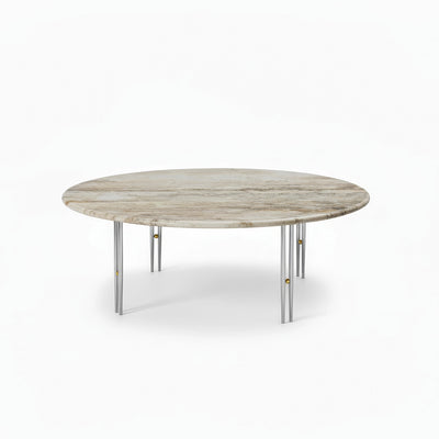 Ioi 10129144 Round Coffee Table - Chrome/Brass Sphere/Rippled Beige