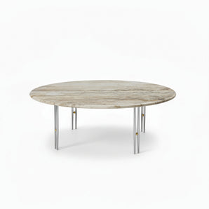 Ioi 10129144 Round Coffee Table - Chrome/Brass Sphere/Rippled Beige