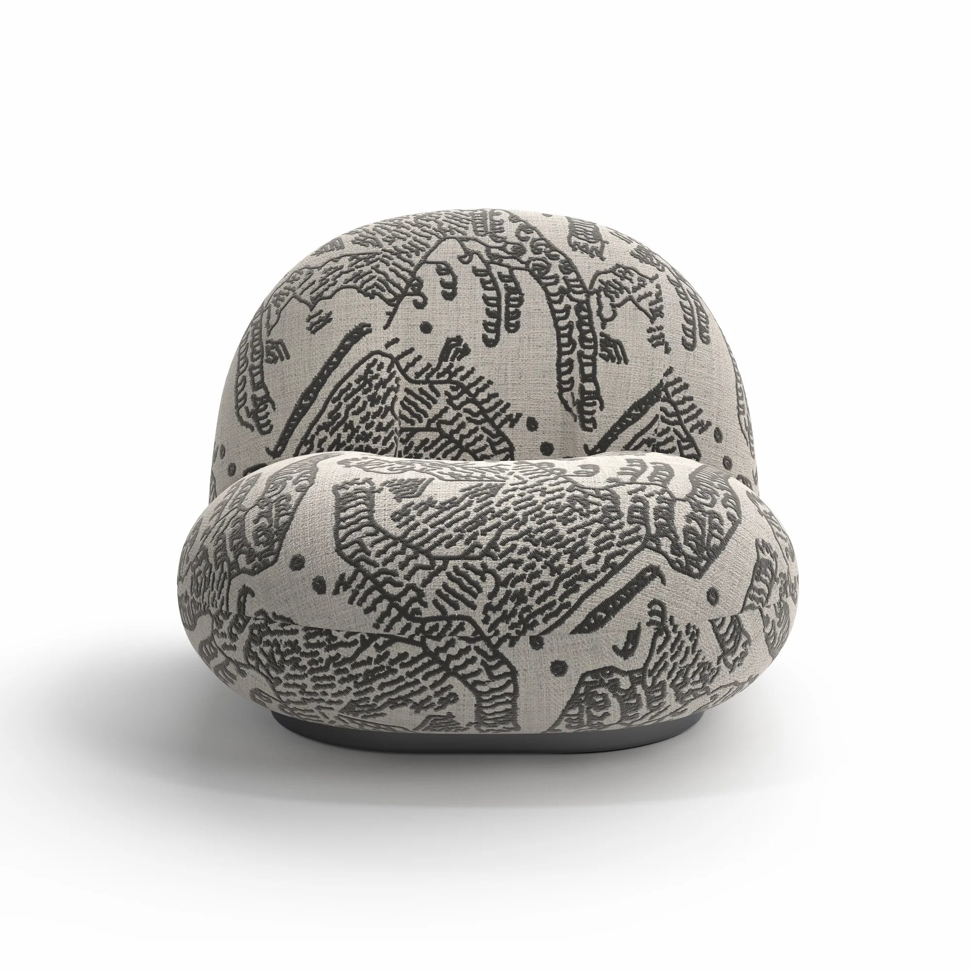 Pacha 11601 Swivel Lounge Chair - Black Semi Matt / Fabric A (Tiger Mountain 001)-2