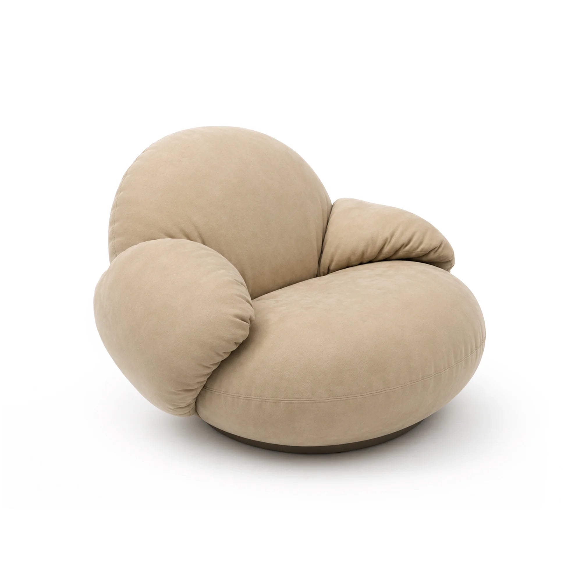 Pacha 24361 Swivel With Armrests Armchair - Black Semi Matt / Leather F (Chamois 1709 Caramel)