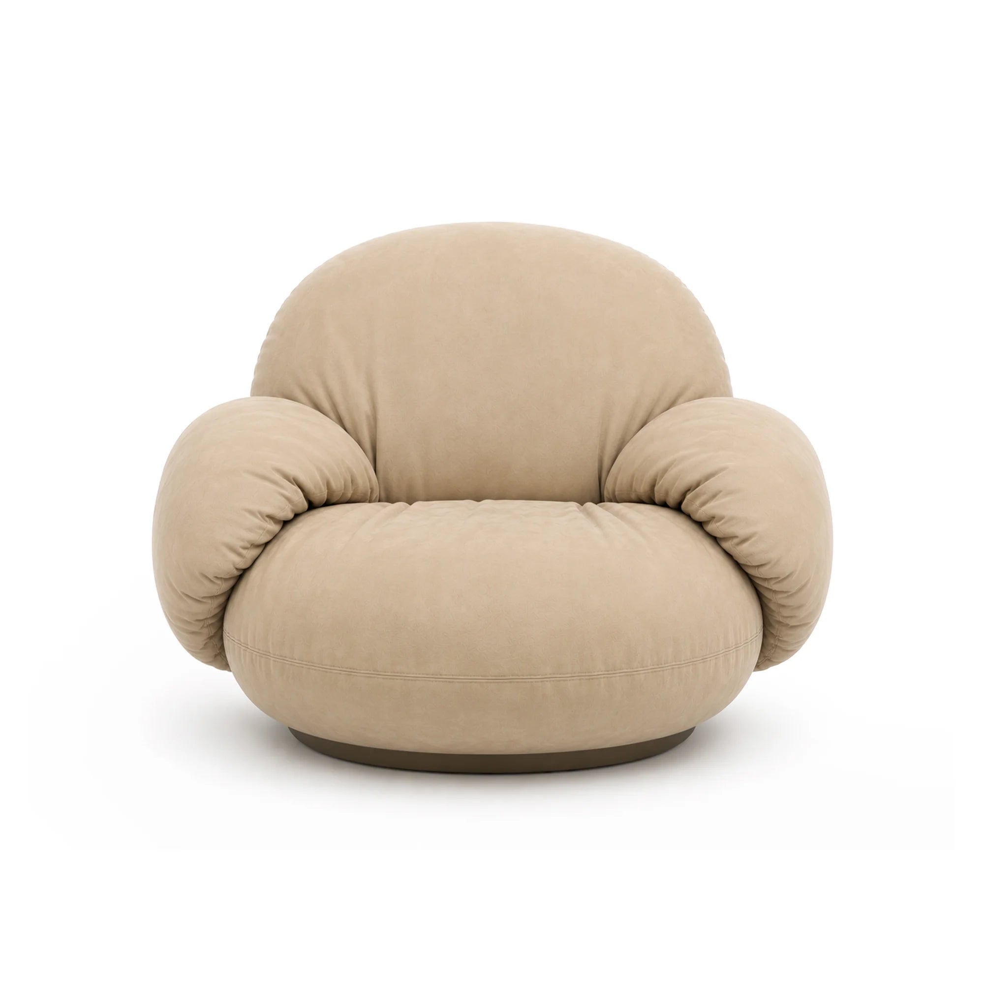 Pacha 24361 Swivel With Armrests Armchair - Black Semi Matt / Leather F (Chamois 1709 Caramel)