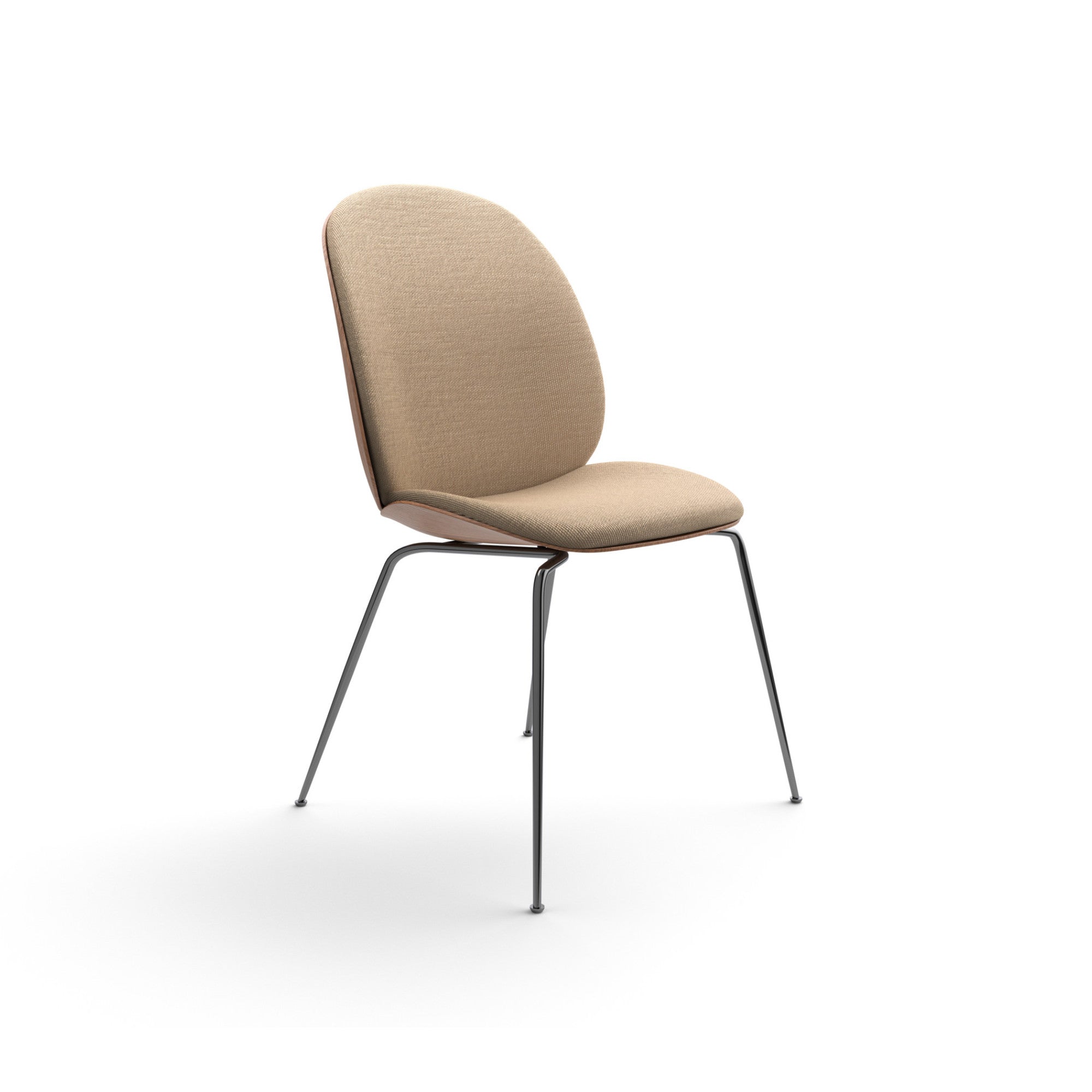 Beetle 55063 Dining Chair - Black Chrome / American Walnut / Fabric B (Flair Special FR 134)-1