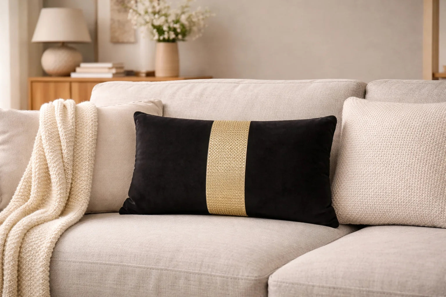Gold Rattan Cushion