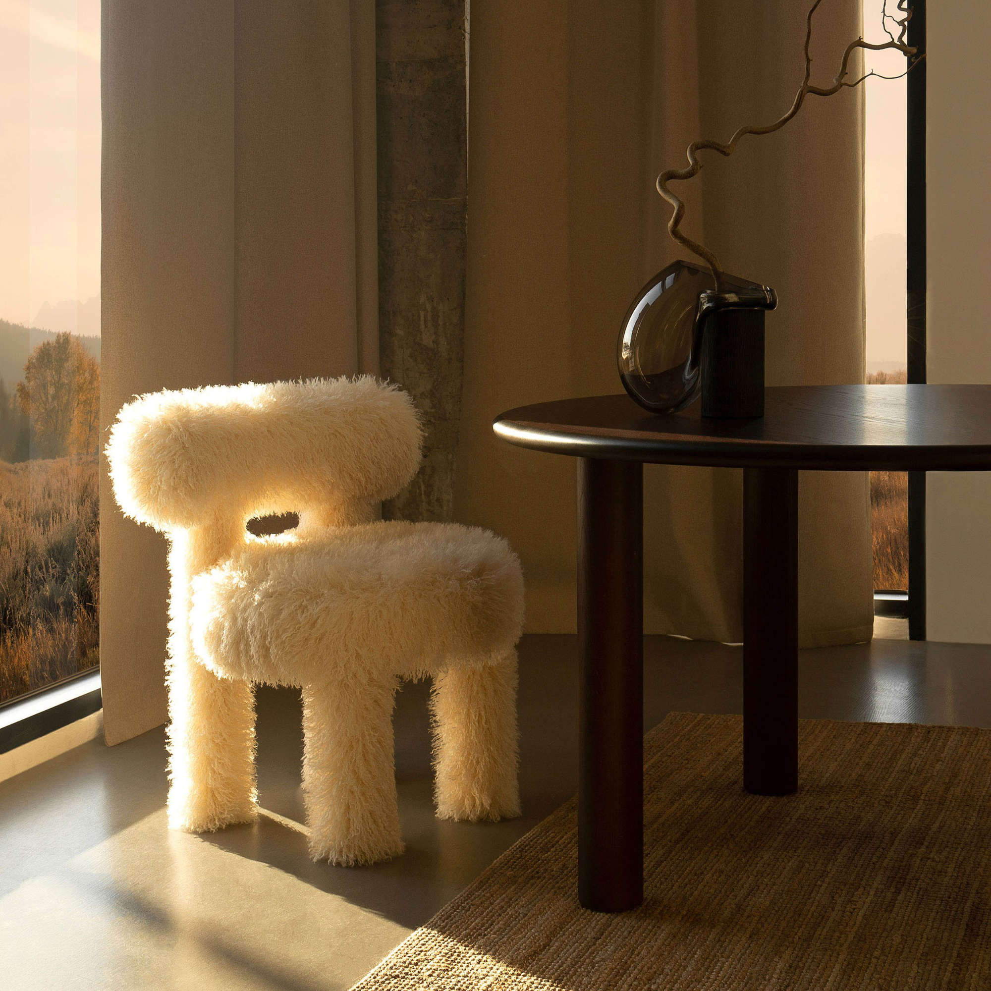 Gropius CS1 Fluffy Armchair - Fabric G (Azur Cotonneux Faux Fur)-2