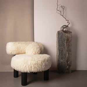 Gropius CS2 Fluffy Low Armchair - Black Stained Ashwood/Fabric G (Azur Cotonneux Faux Fur)