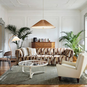 Adnet 100 Coffee Table - Cream Leather/Transparent Glass