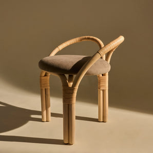 Bistra 61856 Stool - Natural Lacquered Rattan / Fabric B (Fustagno 002)