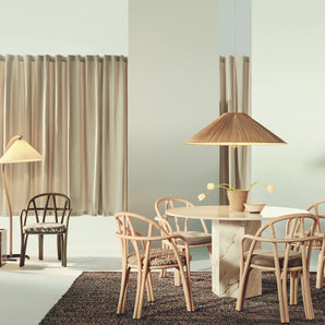 Bistra 61857 Dining Armchair - Natural Lacquered Rattan / Fabric B (Reales Pattern 002)