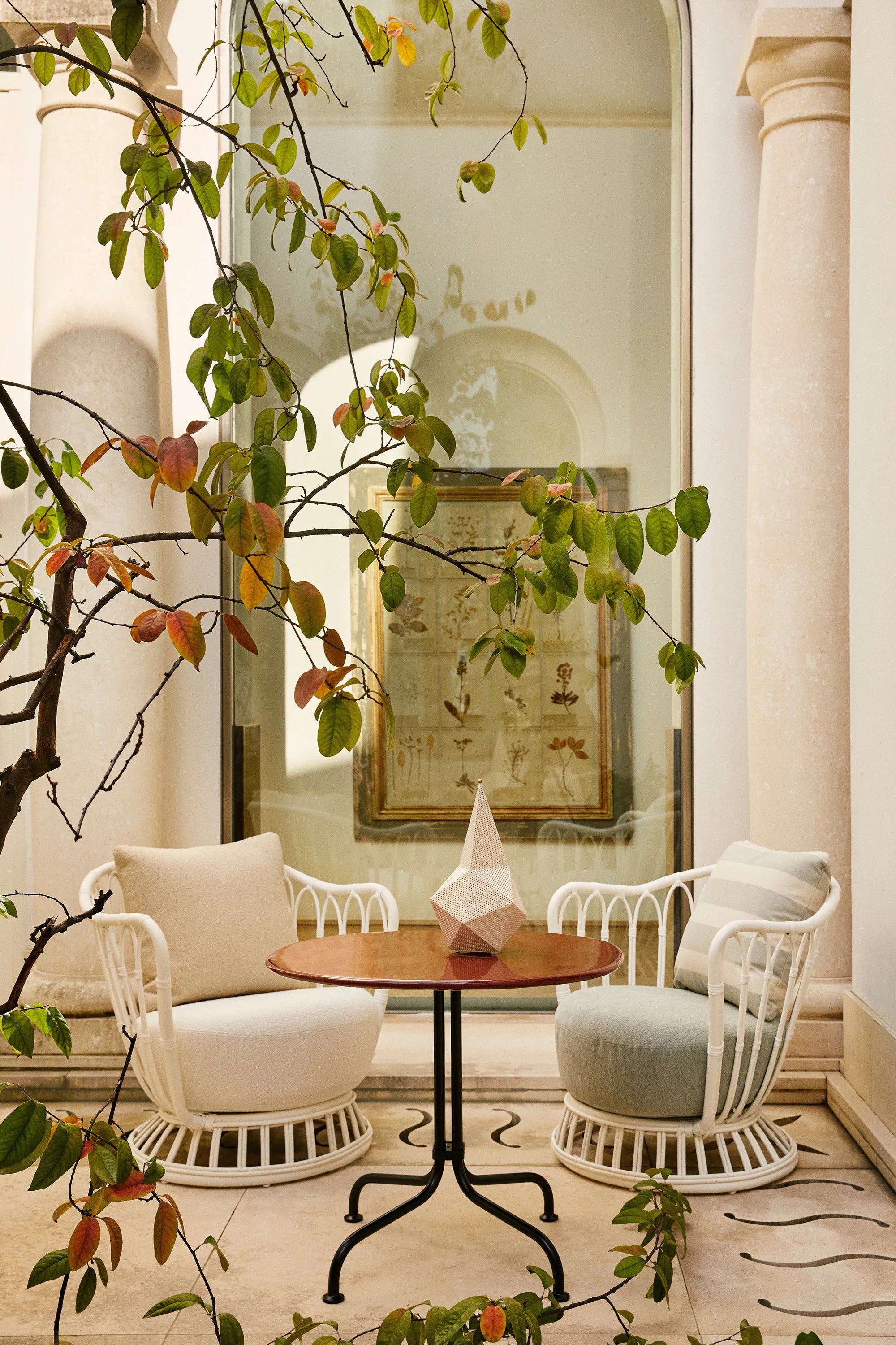 Grace 61732 Outdoor Lounge Chair - Alabaster White / Fabric A (Leslie 006) / Fabric A (Leslie Stripe 020)-2