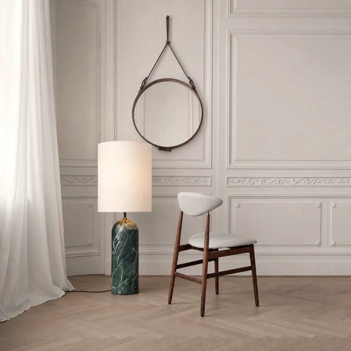 Gravity 10151178 XL High Floor Lamp - Emerald Marble/Canvas