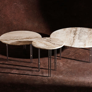 Ioi 10129143 Round Coffee Table - Black Semi Matt/Brass Sphere/Rippled Beige