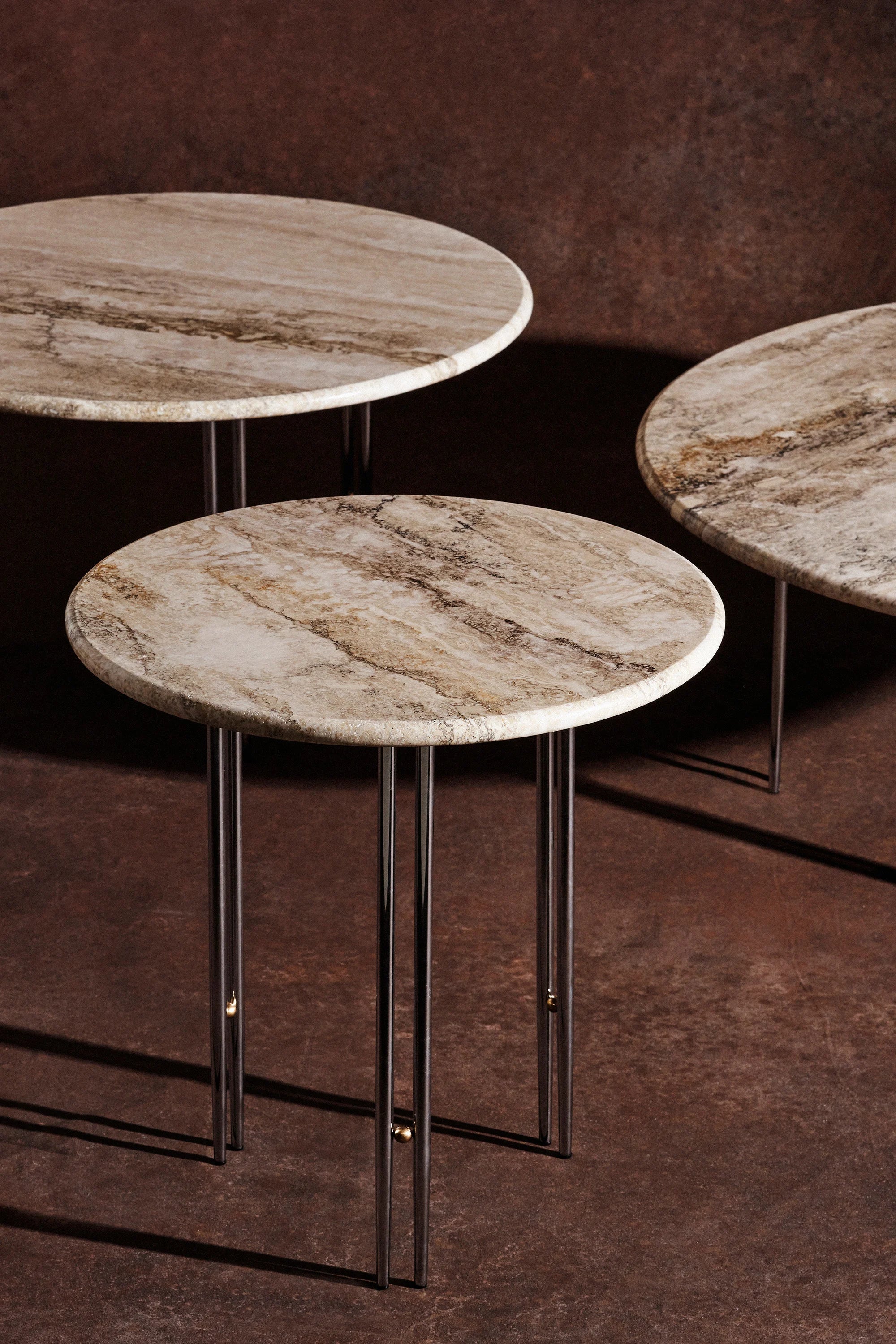 Ioi 10129139 Side Table - Black Semi Matt/Brass Sphere/Ripple Beige