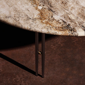 Ioi 10129141 Round Coffee Table - Black Semi Matt/Brass Sphere/Rippled Beige