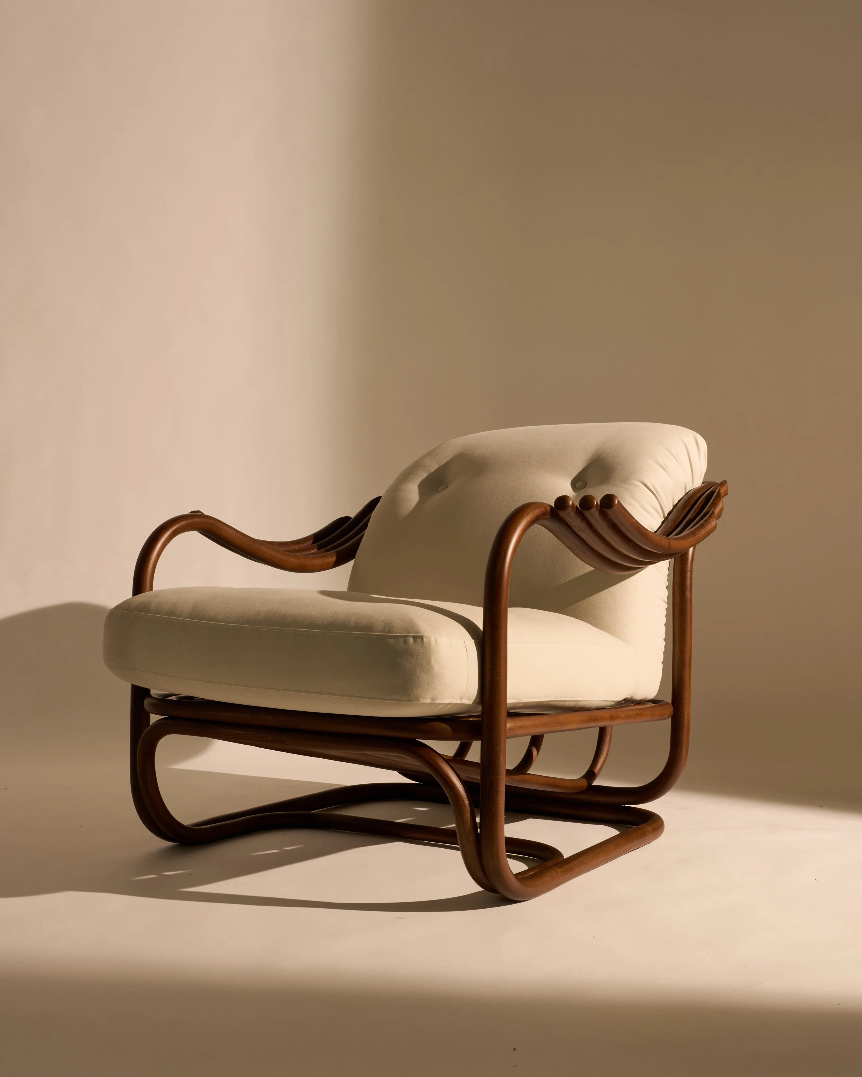 Poltrona 61851 Tria Lounge Chair - Dark Rattan / Fabric C (Boucle 001)-10