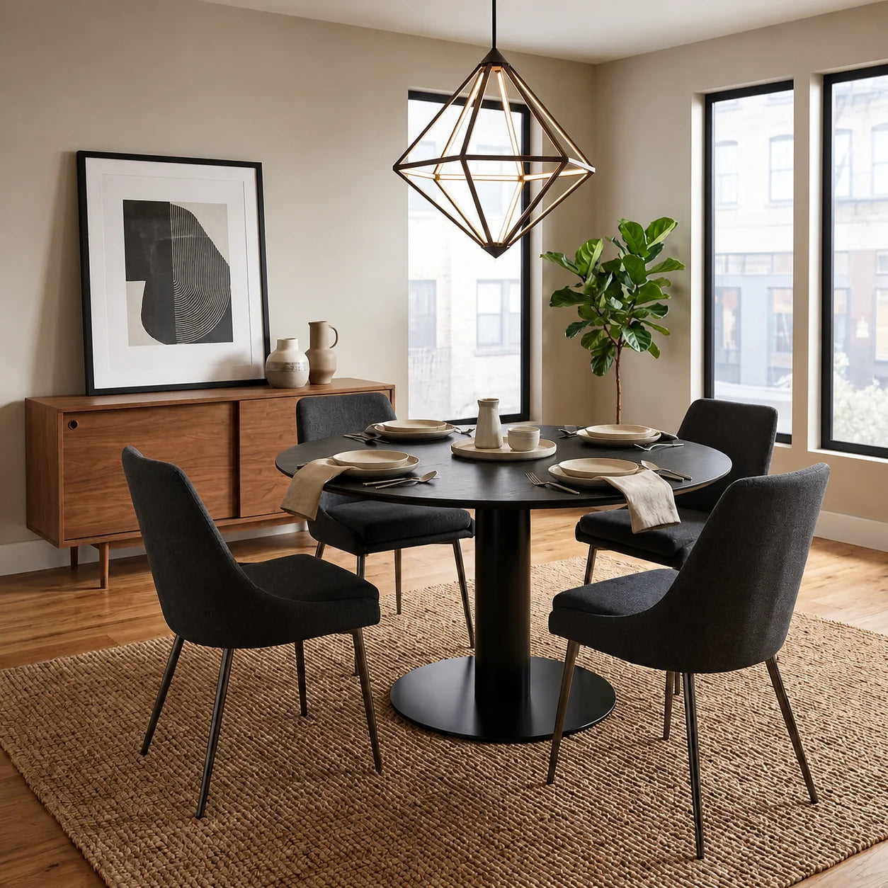 Gubi 2.0 10012789 Round Dining Table - Black/Black Stained Ash Semi Matt Lacquered-3